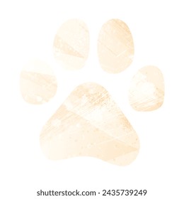 Paw Prints. Logo. Vector Illustration. Watercolor style. Biscuit color. Pastel yellow color.