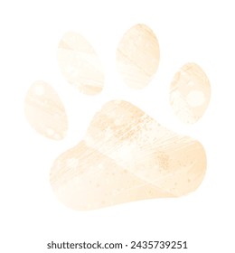 Paw Prints. Logo. Vector Illustration. Watercolor style. Biscuit color. Pastel yellow color.