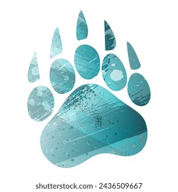 Paw Prints. Logo. Vector Illustration. Watercolor style. Turquoise blue color. Blue is a deep color.
