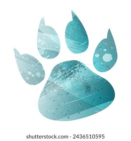 Paw Prints. Logo. Vector Illustration. Watercolor style. Turquoise blue color. Blue is a deep color.
