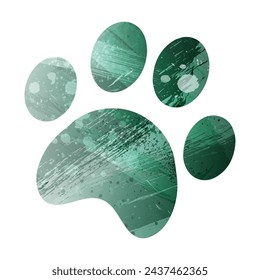 Paw Prints. Logo. Vector Illustration. Watercolor style. Turquoise green color.