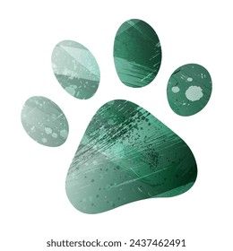 Paw Prints. Logo. Vector Illustration. Watercolor style. Turquoise green color.