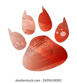 Paw Prints. Logo. Vector Illustration. Watercolor style. Bismarck-furioso. Red color.