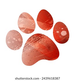 Paw Prints. Logo. Vector Illustration. Watercolor style. Bismarck-furioso. Red color.