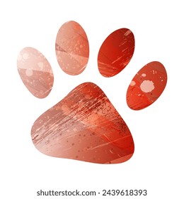 Paw Prints. Logo. Vector Illustration. Watercolor style. Bismarck-furioso. Red color.