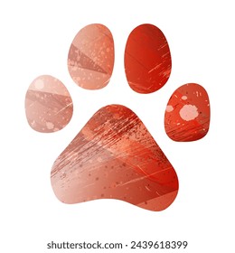 Paw Prints. Logo. Vector Illustration. Watercolor style. Bismarck-furioso. Red color.