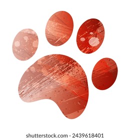 Paw Prints. Logo. Vector Illustration. Watercolor style. Bismarck-furioso. Red color.