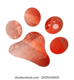 Paw Prints. Logo. Vector Illustration. Watercolor style. Bismarck-furioso. Red color.