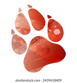 Paw Prints. Logo. Vector Illustration. Watercolor style. Bismarck-furioso. Red color.