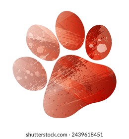 Paw Prints. Logo. Vector Illustration. Watercolor style. Bismarck-furioso. Red color.