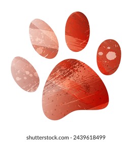 Paw Prints. Logo. Vector Illustration. Watercolor style. Bismarck-furioso. Red color.