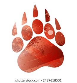 Paw Prints. Logo. Vector Illustration. Watercolor style. Bismarck-furioso. Red color.