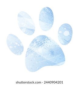 In: Paw Prints. Logo. In: Vector Illustration. Aquarellstil. Blasse Kornblume. Blaue Farbe.