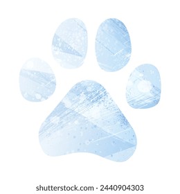 Paw Prints. Logo. Vector Illustration. Watercolor style. Pale cornflower. Blue color.