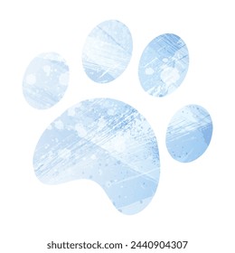 Paw Prints. Logo. Vector Illustration. Watercolor style. Pale cornflower. Blue color.