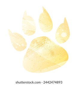 Paw Prints. Logo. Vector Illustration. Watercolor style. Pale yellow color.