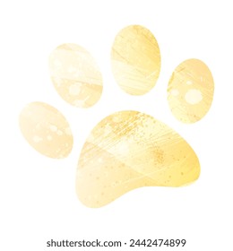 Paw Prints. Logo. Vector Illustration. Watercolor style. Pale yellow color.