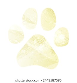 Paw Prints. Logo. Vector Illustration. Watercolor style. Pale golden color. Yellow color.