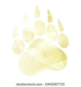 Paw Prints. Logo. Vector Illustration. Watercolor style. Pale golden color. Yellow color.