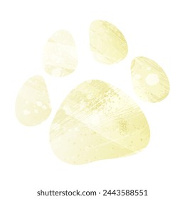 Paw Prints. Logo. Vector Illustration. Watercolor style. Pale golden color. Yellow color.