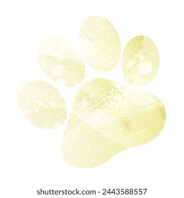 Paw Prints. Logo. Vector Illustration. Watercolor style. Pale golden color. Yellow color.