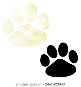 Paw Prints. Logo. Vector Illustration. Set of two cards. Watercolor style. Yellow lemon color. Black card.