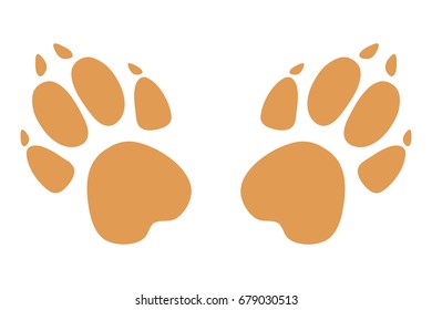 Paw prints. Logo. Vector illustration. Brown on white background. Vector illustration