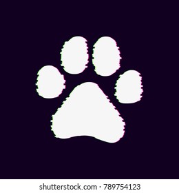 Paw Prints. Logo. Vector Illustration. Isolated vector Illustration. Glitch effect. EPS Illustration.
