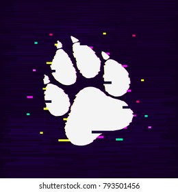 Paw Prints. Logo. Vector Illustration. Isolated vector Illustration. Glitch effect. EPS Illustration.
