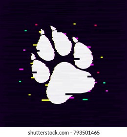 Paw Prints. Logo. Vector Illustration. Isolated vector Illustration. Glitch effect. EPS Illustration.