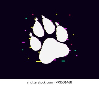 Paw Prints. Logo. Vector Illustration. Isolated vector Illustration. Glitch effect. EPS Illustration.