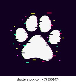 Paw Prints. Logo. Vector Illustration. Isolated vector Illustration. Glitch effect. EPS Illustration.