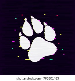 Paw Prints. Logo. Vector Illustration. Isolated vector Illustration. Glitch effect. EPS Illustration.