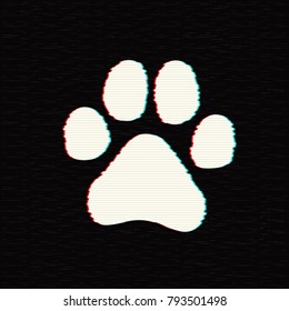 Paw Prints. Logo. Vector Illustration. Isolated vector Illustration. Glitch effect. EPS Illustration.