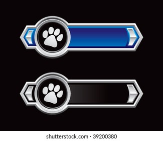paw prints on blue and black arrows
