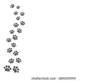 Paw prints on white background vector illustration.