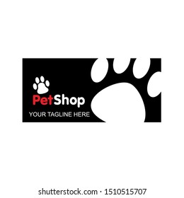 Paw Prints , Pet Paw Foot , Black on White and red background Logo. Vector Illustration