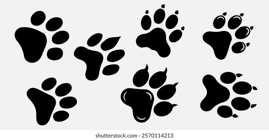 Paw Prints Set Animal Pet Dog Cat icon vector