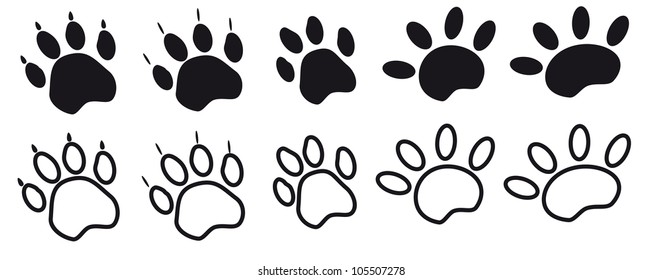Paw prints. A set of marks on a white background.