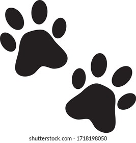 Paw prints sign isolated on white background