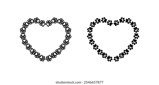 paw prints silhouette  Icon set. Symbol isolated white background. vector illustration. color editable.