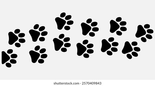 "Paw Prints Trail with Checkmark Icon Pet Dog and Cat Tracks Design for Veterinary Pet Care Adoption Concepts"