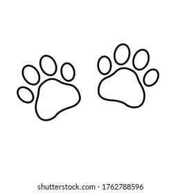 Paw Prints vector Illustration. Wallpaper. Paw isolated in white background. Black and White.