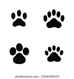 Paw prints vector set Isolated on white background