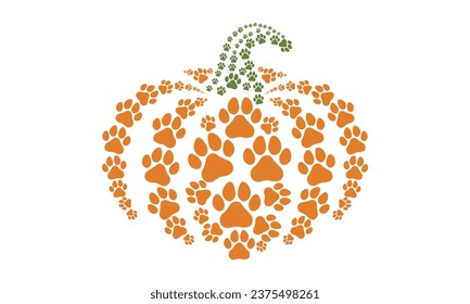 Paw pumpkin Thanksgiving Halloween  Vector and Clip Art