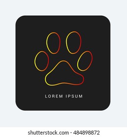 Paw Red & Orange gradient attractive line thin icon / logo design