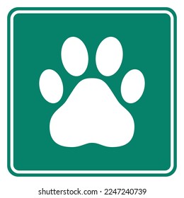 Paw and road sign on white