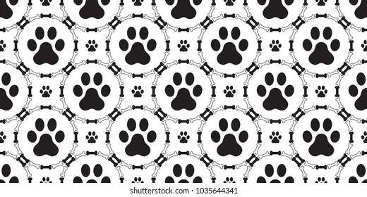 paw seamless pattern dog paw french bulldog dog bone vector isolated wallpaper circle background