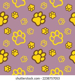 Paw seamless pattern vector doodle abstract animal footprint background for fabric, texture and wallpaper illustration for digital and print materials.