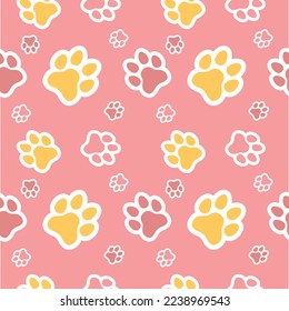 Paw seamless pattern vector doodle abstract animal footprint background for fabric, texture and wallpaper illustration for digital and print materials.
